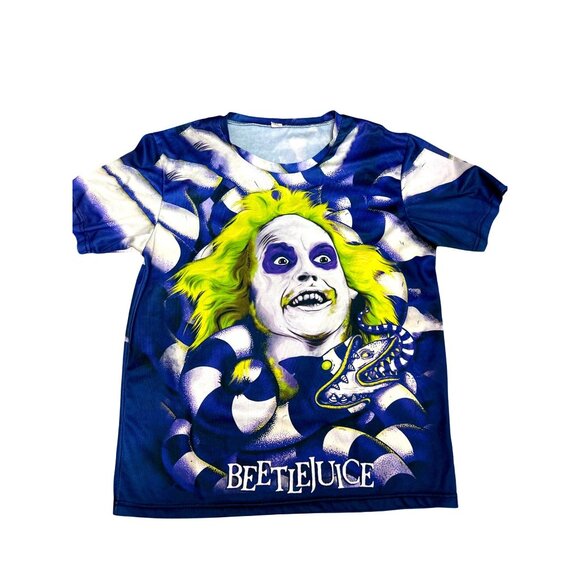 CCC Beetlejuice Graphic Tee Shirt Blue Green All Over Print Casual Top XLarge - Picture 6 of 8